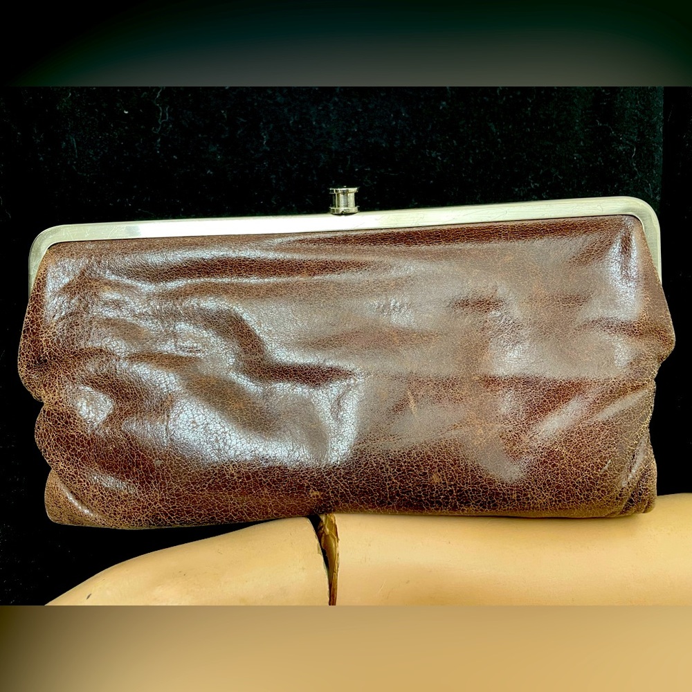HOBO Brown Leather Foldover Wallet